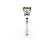 Emerald Cut Floral Engagement Ring Setting for a Fancy Green Lab-Grown Diamond | Sterling Silver