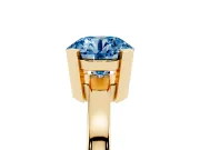 Round Tab Prong Solitaire Engagement Ring Setting for a Fancy Blue Lab-Grown Diamond | Yellow Gold