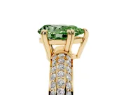 Pear-Shaped Three Row Pave Engagement Ring Setting for a Fancy Green Lab-Grown Diamond | Yellow Gold