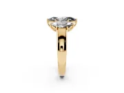 Fancy Black Three-Stone Marquise Cut Diamond Ring Set in Yellow gold with Matching Prong Settings and Plain Band