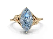 Marquise Bypass Solitaire Engagement Ring Setting for a Fancy Blue Lab-Grown Diamond | Yellow Gold