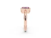 Fancy Pink Emerald Cut Diamond Halo Engagement Ring Set in Rose gold with Plain Split Shank and Prong Setting