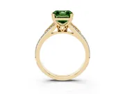 Asscher Cut Split Shank Engagement Ring Setting for a Fancy Green Lab-Grown Diamond | Pave Band | Yellow Gold