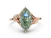 Marquise Bypass Solitaire Engagement Ring Setting for a Fancy Green Lab-Grown Diamond | Rose Gold