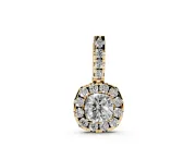 Cushion Cut Lab-Grown Diamond Halo Pendant Necklace | Prong-Set Stone Bail | Yellow Gold