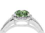 Oval Halo Engagement Ring Setting for a Fancy Green Lab-Grown Diamond | Split Shank | Platinum