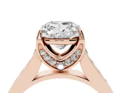 Cushion Cut Graduated Pavé Solitaire Engagement Ring Setting | Wide Pavé Row Band | Rose Gold