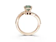 Cushion Cut Bypass Pavé Engagement Ring Setting for a Fancy Green Lab-Grown Diamond | Rose Gold