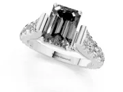 Emerald Cut Graduated Engagement Ring Setting for a Black Center | White Gold