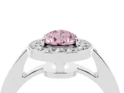 Pear-Shaped Framed Halo Engagement Ring Setting for a Fancy Pink Lab-Grown Diamond | Platinum