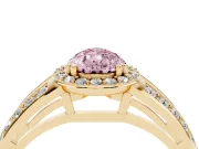Pear-Shaped Halo Engagement Ring Setting for a Fancy Pink Lab-Grown Diamond | Two-Row Pave Split Shank | Yellow Gold