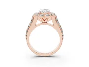 Oval Large Accent Halo Engagement Ring Setting | Graduated Pavé | Rose Gold