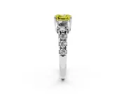 Asscher Cut Three Stone Engagement Ring Setting for a Fancy Yellow Lab-Grown Diamond | Accented Shoulders | Platinum
