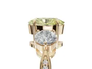 Oval Three Stone Engagement Ring Setting for a Fancy Yellow Lab-Grown Diamond | Tapered Pave Band | Yellow Gold