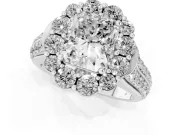 Radiant Cut Diamond Halo Engagement Ring Set in White gold with Split Shank and Prong Setting