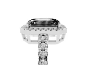 Emerald Cut Halo Engagement Ring Setting for a Black Center | Graduated Pavé Band | Platinum
