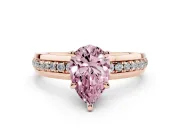 Pear-Shaped Channel Set Engagement Ring Setting for a Fancy Pink Lab-Grown Diamond | Rope Collar | Rose Gold