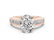 Oval Channel Set Engagement Ring Setting | Princess Cut Accents | Rose Gold