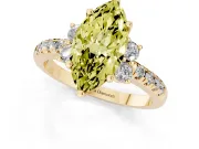 Marquise Side Stone Engagement Ring Setting for a Fancy Yellow Lab-Grown Diamond | Pave Band | Yellow Gold