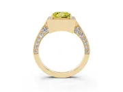 Princess Cut Milgrain Halo Engagement Ring Setting for a Fancy Yellow Lab-Grown Diamond | Side Stones | Yellow Gold