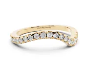 Round Lab-Grown Diamond Curved Pavé Wedding Band | U-Prong Setting | Yellow Gold