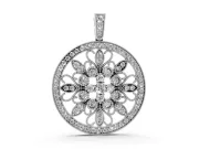 Round Lab-Grown Diamond Floral Filigree Pendant Necklace | Pavé Frame | White Gold