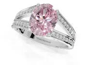 Oval Split Shank Pavé Engagement Ring Setting for a Fancy Pink Lab-Grown Diamond | Platinum