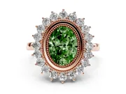 Oval Bezel Halo Engagement Ring Setting for a Fancy Green Lab-Grown Diamond | Rose Gold
