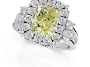 Radiant Cut Halo Engagement Ring Setting for a Fancy Yellow Lab-Grown Diamond | Graduated Channel Band | Platinum