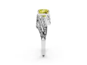 Fancy Yellow Princess Cut Diamond Solitaire Ring Set in Silver with Layered Twist Pavé Band
