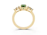Emerald Cut Cluster Side Stone Engagement Ring Setting for a Fancy Green Lab-Grown Diamond | Plain Band | Yellow Gold