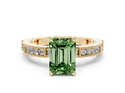 Emerald Cut Vintage Pavé Engagement Ring Setting for a Fancy Green Lab-Grown Diamond | Yellow Gold