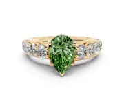Pear-Shaped Engagement Ring Setting for a Fancy Green Lab-Grown Diamond | Yellow Gold - Design NV-24645