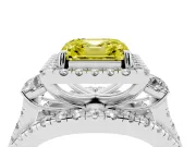 Asscher Cut Halo Split Shank Engagement Ring Setting for a Fancy Yellow Lab-Grown Diamond | Round Side Stones | Platinum