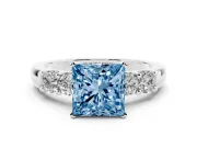 Princess Cut Five Stone Engagement Ring Setting for a Fancy Blue Lab-Grown Diamond | Platinum
