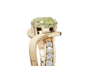 Cushion Cut Bypass Solitaire Engagement Ring Setting for a Fancy Yellow Lab-Grown Diamond | Pavé Strands | Yellow Gold
