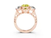Round Engagement Ring Setting for a Fancy Yellow Lab-Grown Diamond | Three Stone | Rose Gold