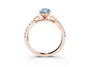 Fancy Blue Pear Cut Diamond Solitaire Leaf-Inspired Ring Set in Rose gold with Pavé Band and Prong Setting