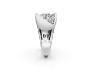 Round Three Stone Bypass Engagement Ring Setting | Sculpted Crossover Band | Sterling Silver
