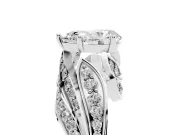 Pear Cut Diamond Solitaire Ring Set in Silver with Layered Twist Pavé Band