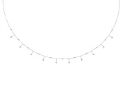 Round Lab-Grown Diamond Bezel Dangle Station Necklace | Cable Chain | White Gold