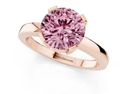 Round Tab Prong Solitaire Engagement Ring Setting for a Fancy Pink Lab-Grown Diamond | Rose Gold