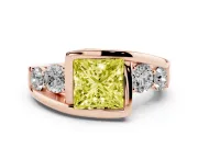 Princess Cut Bezel Bypass Engagement Ring Setting for a Fancy Yellow Lab-Grown Diamond | Rose Gold