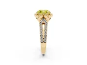 Asscher Cut Floral Halo Engagement Ring Setting for a Fancy Yellow Lab-Grown Diamond | Pavé Split Shank | Yellow Gold
