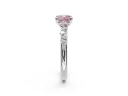 Cushion Cut Graduated Solitaire Engagement Ring Setting for a Fancy Pink Lab-Grown Diamond | Sterling Silver