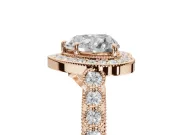 Heart-Shaped Milgrain Halo Engagement Ring Setting | Graduated Bezel Accents | Rose Gold