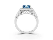 Asscher Cut Halo Engagement Ring Setting for a Fancy Blue Lab-Grown Diamond | Channel-Set Split Shank | Sterling Silver