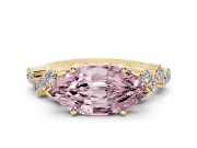 Marquise Scattered Accent Engagement Ring Setting for a Fancy Pink Lab-Grown Diamond | Yellow Gold