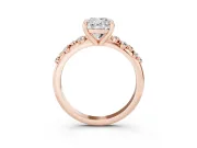 Cushion Cut Graduated Accent Engagement Ring Setting | Scattered Shoulders | Rose Gold