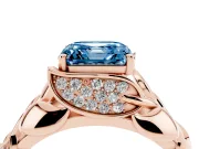 Asscher Cut Leaf Bypass Engagement Ring Setting for a Fancy Blue Lab-Grown Diamond | Rose Gold